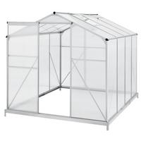 GEWÄCHSHAUS GH250F1 Aluminium 4,75m² - Silberfarben, Metall (190/195/253cm) - Juskys