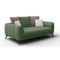 SOFA CALME 2,5-Sitzer, olive und beige - Schwarz/Olivgrün, Holz/Textil (199/92/108cm) - Wozimo