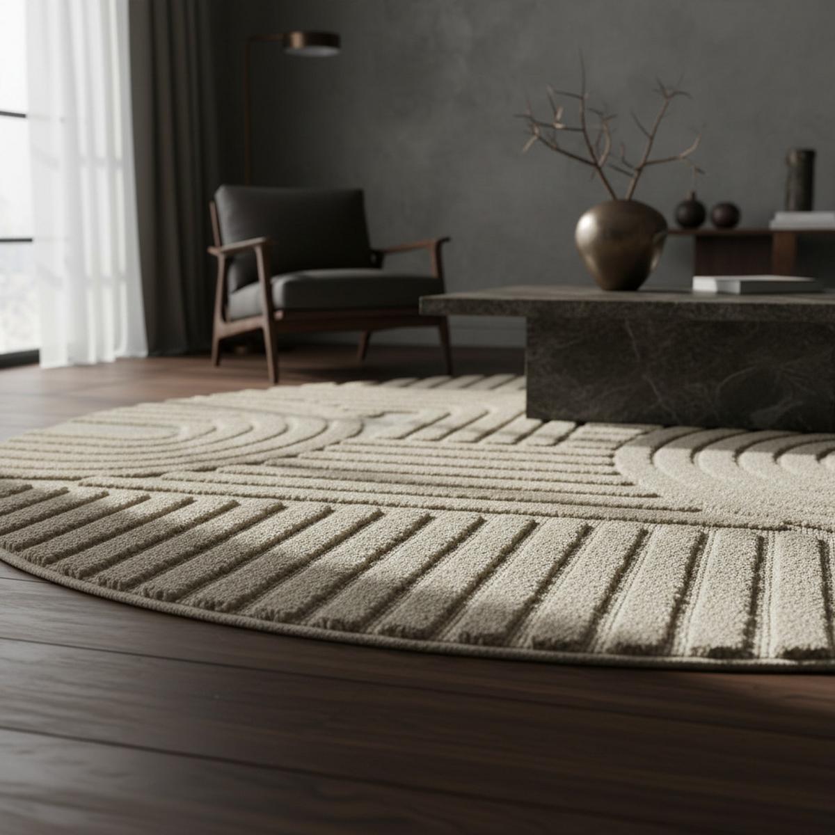 HOCHFLORTEPPICH RIGI, im Skandi-Boho-Stil, Beige, Ø 200 cm - Beige, Textil (200/200cm) - KADIMA DESIGN