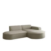 ECKSOFA Palma Xs Ottomane Opera Velvet - Perlmutt, Holzwerkstoff/Textil (236/165cm) - Fun Möbel