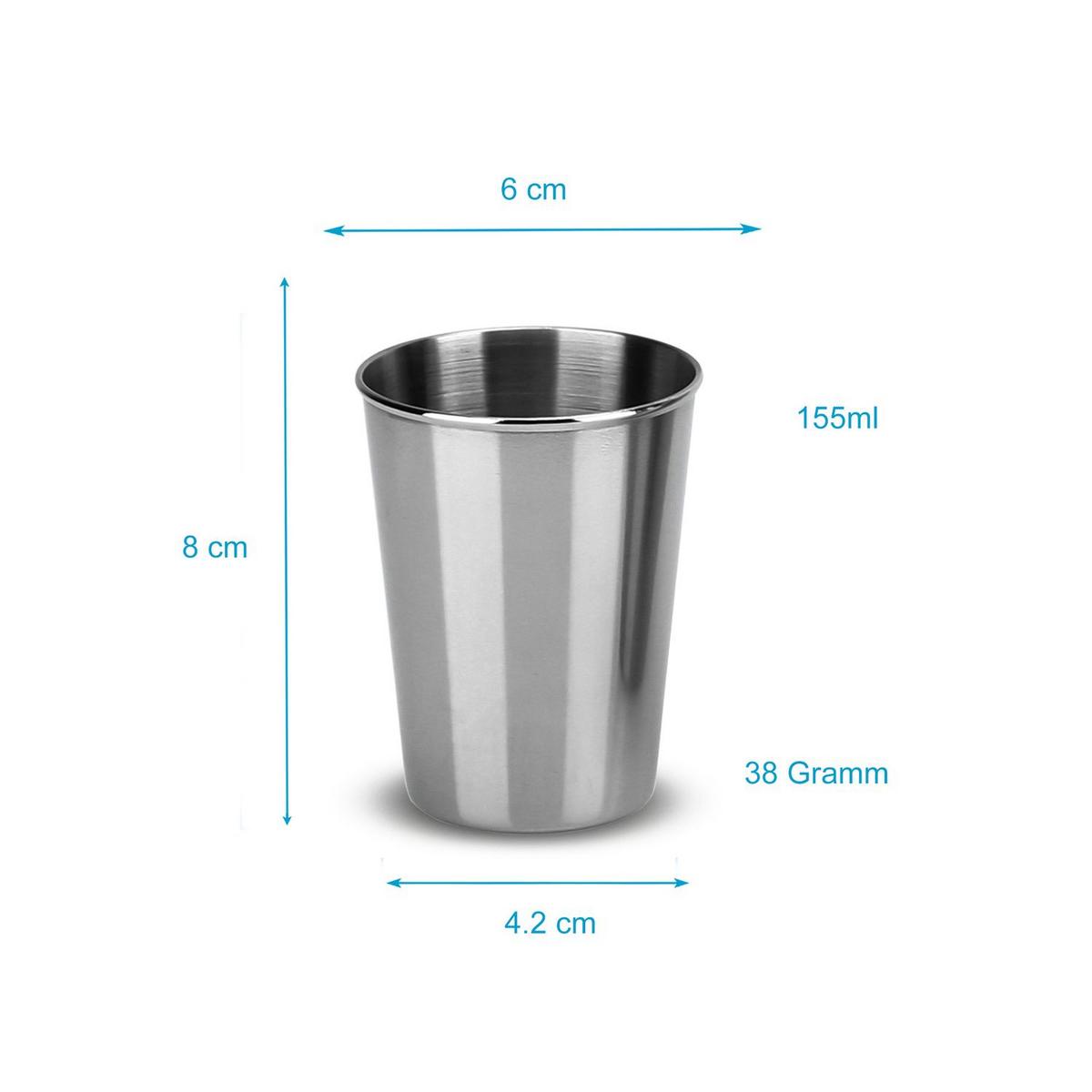 CAMPING BECHER SET Edelstahl - Silberfarben, Metall (0.17L) - Intirilife