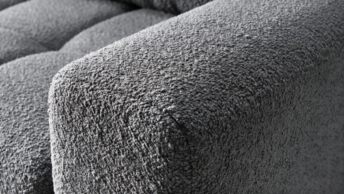 ECKSOFA Ovia mit Bettkasten und Schlaffunktion, Bouclé-Stoff in L-Form - Dunkelgrau, Textil (270/185cm)
