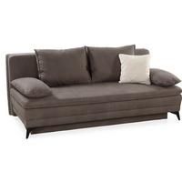 DAUER-SCHLAFSOFA Wellenunterfederung integr.Topper Bettkasten B202/T105/H90 cm, Liegefläche 158x199 cm, Mikrofaser Braun / 15158 - Schwarz/Braun, Textil/Metall (202/90/105cm) - luma-home
