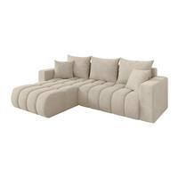 ECKSOFA mit Schlaffunktion Ottomane Links MILA-L-v1 277x195x86 Creme Velours - Creme/Schwarz, Holzwerkstoff/Kunststoff (277/194cm) - ALTDECOR