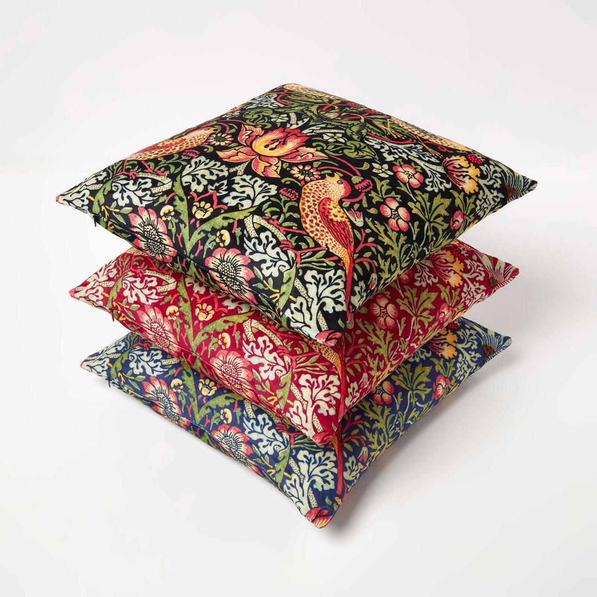 KISSENHÜLLE Strawberry Thief 45/45 cm Samt dunkelblau - Dunkelblau, Textil (45/45cm) - Homescapes
