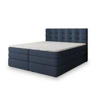 BOXSPRINGBETT AREZI 200x200 cm mit Matratze und Topper, H2+H3 - Blau - Blau, Holz (200/200cm) - MASSENO