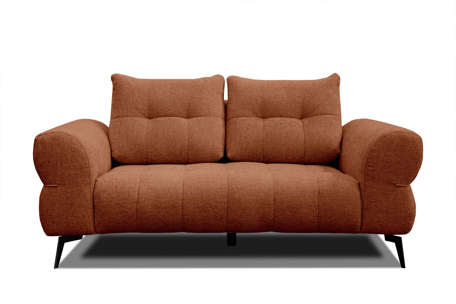SOFA SALVINI 2-Sitzer, dunkelorange - Dunkelorange/Schwarz, Holzwerkstoff/Textil (176/88/99cm) - Wozimo