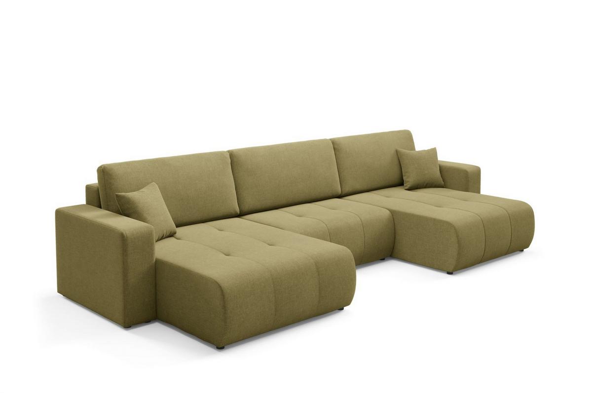 WOHNLANDSCHAFT Augusto - Dunkelgrün, Holzwerkstoff/Textil (344/82/149cm) - Fun Möbel