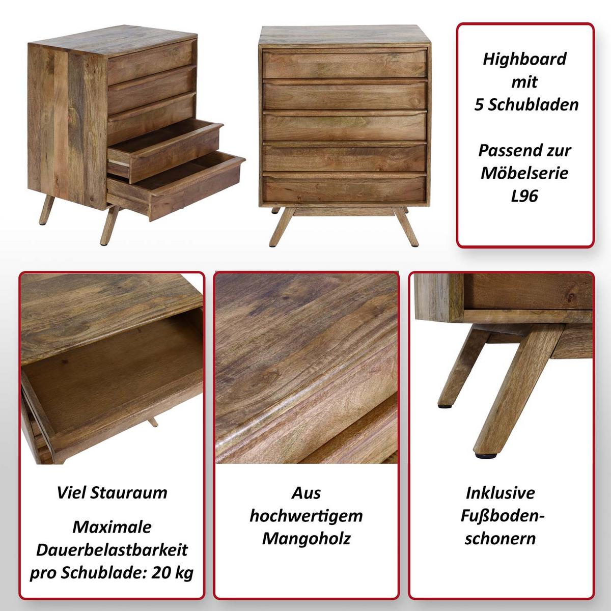 HIGHBOARD Walnuss Dekor - Walnussfarben, Holz (65/81/39cm) - MCW