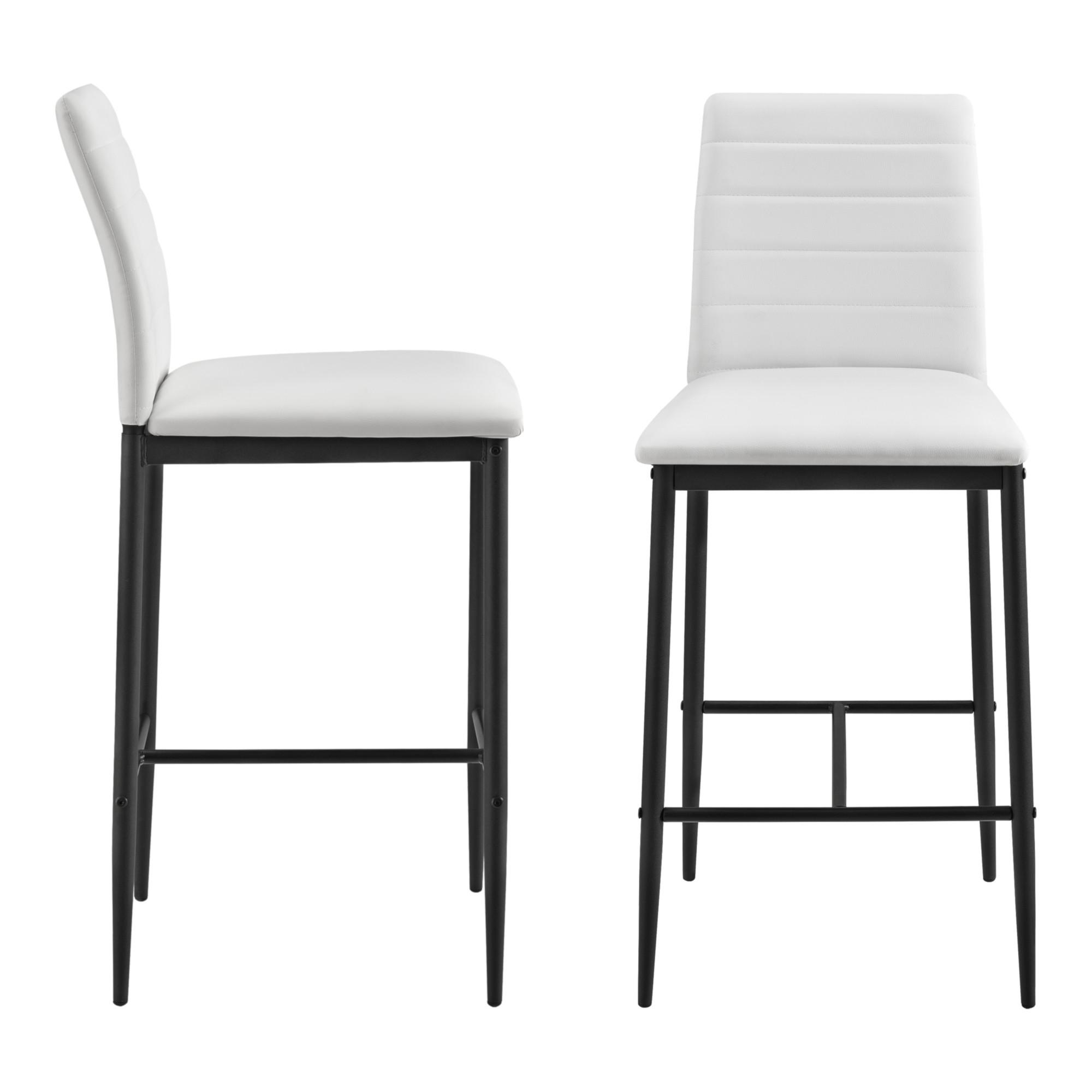 BARSTUHL Lidköping 2er-Set - Weiß, Leder (43/96/47cm) - [en.casa]