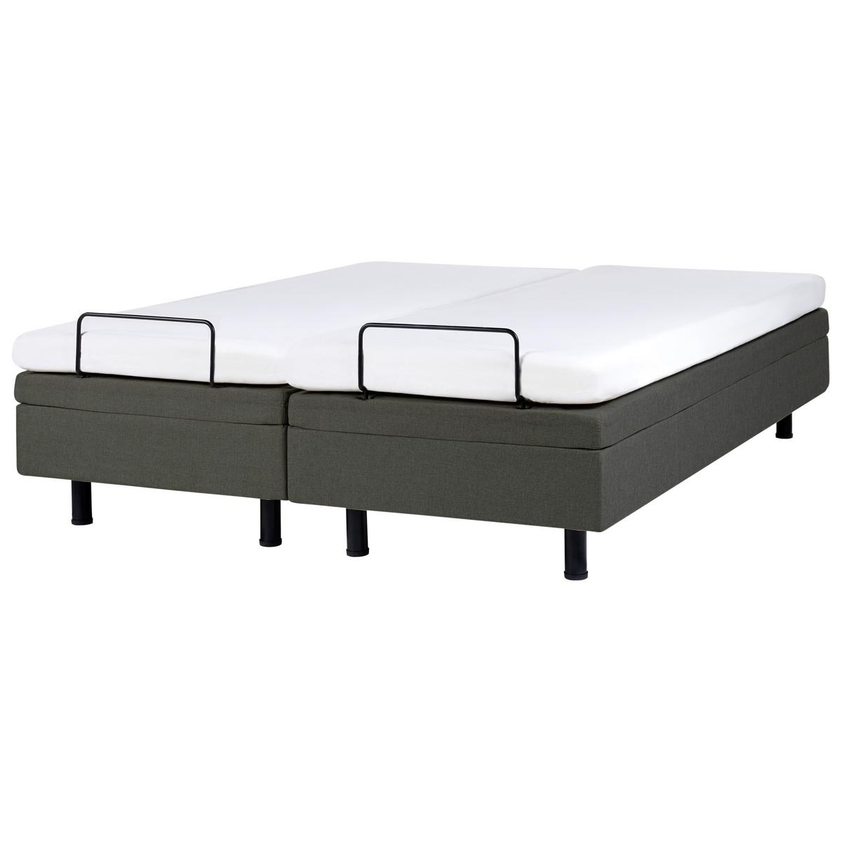 POLSTERBETT Verstellbar 160/200 cm Dunkelgrau Duke II - Dunkelgrau/Schwarz, Textil (160/200cm) - Beliani