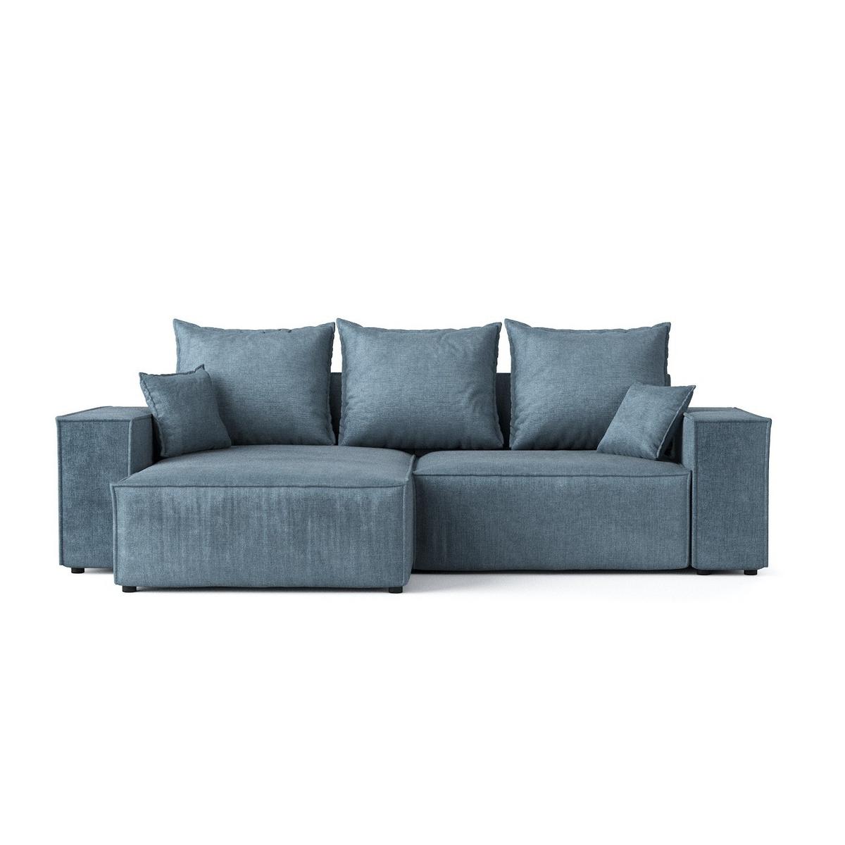 ECKSOFA SENSO mit Schlaffunktion Blau im Wind Stoff - Blau/Schwarz, Holz/Holzwerkstoff (255/148cm) - AltaBeds