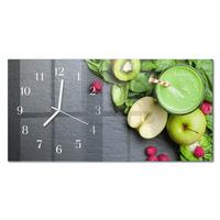 WANDUHR aus Glas 60x30 cm - Frucht-Smoothie - Grün, Glas (60/30/0.4cm) - TULUP