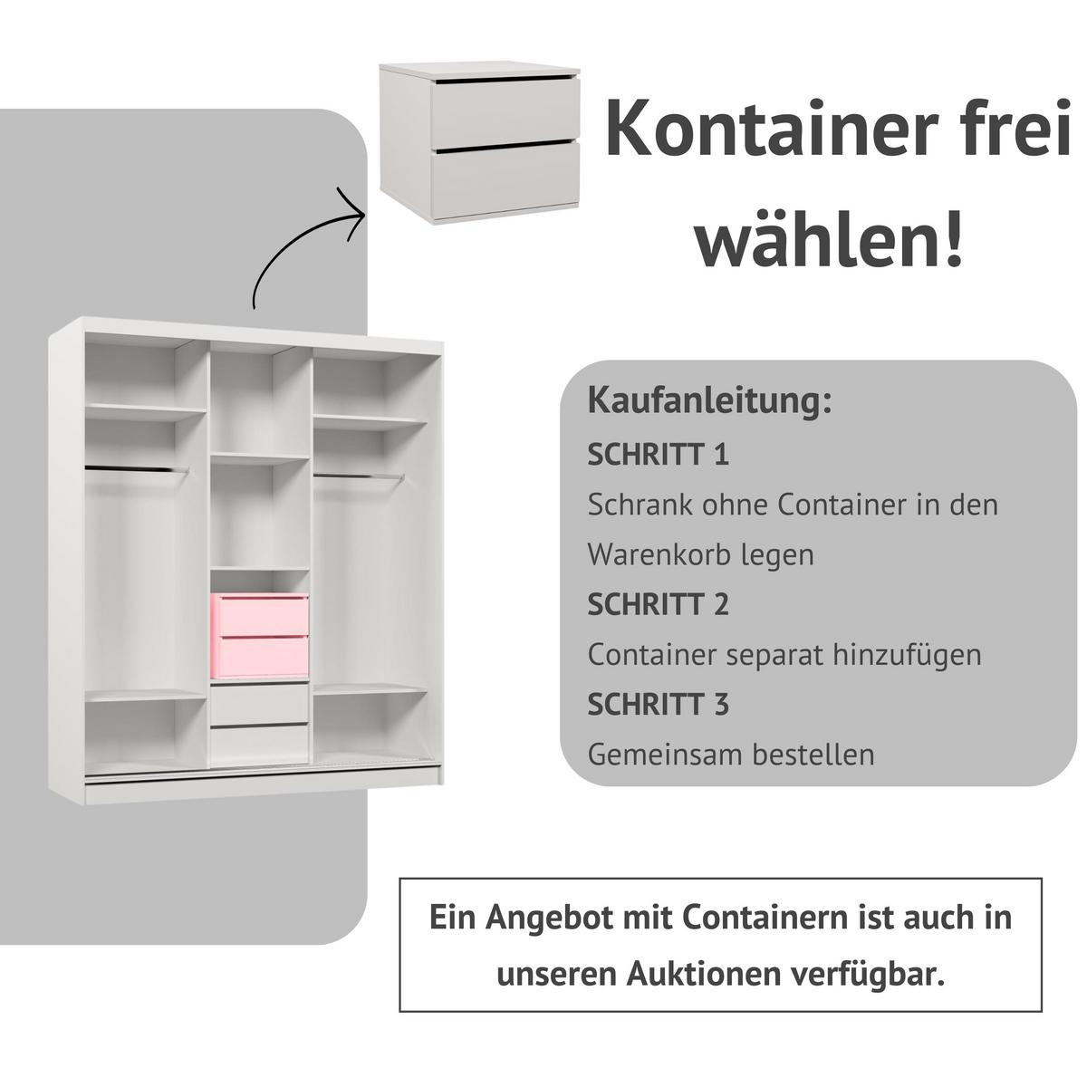 SCHWEBETÜRENSCHRANK Gaja 180/216/61 graphit mit Spiegel Schubladeneinsatz - Graphitfarben, Holzwerkstoff (180/216/61cm) - Beautysofa
