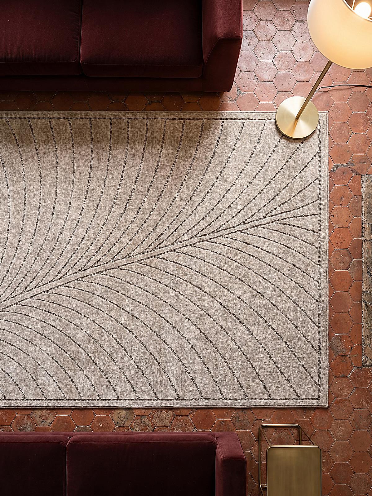 TEPPICH Outdoor, Fußbodenheizung-geeignet, mit Blattmotiv, aus Polypropylen, ENGADIN in Beige, 160 x 230 cm - Beige, Textil (160/230cm) - KADIMA DESIGN