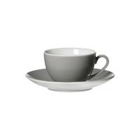 KAFFEETASSE MIT UNTERTASSE Doppio Grau 200 ml - Grau, Keramik (16/8/16cm) - Ritzenhoff Breker