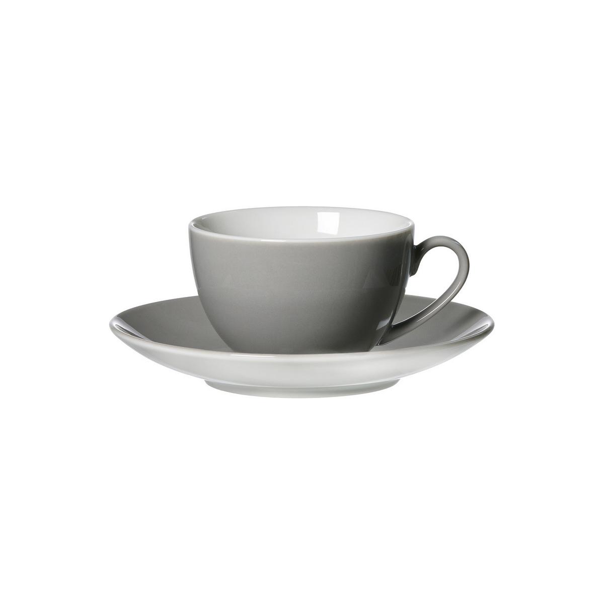 KAFFEETASSEN MIT UNTERTASSEN Doppio Grau 200 ml 6er Set - Grau, Keramik (16/8/16cm) - Ritzenhoff Breker