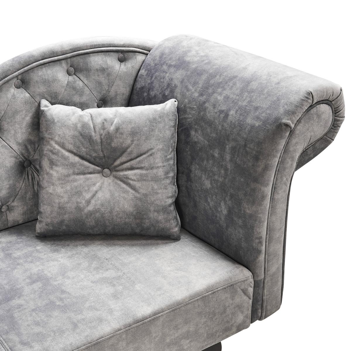 CHAISELONGUE-RECHTSSEITIGE Samtstoff Grau mit Kissen Lattes Ii - Dunkelgrau/Braun, Textil (192/81/59cm) - Beliani