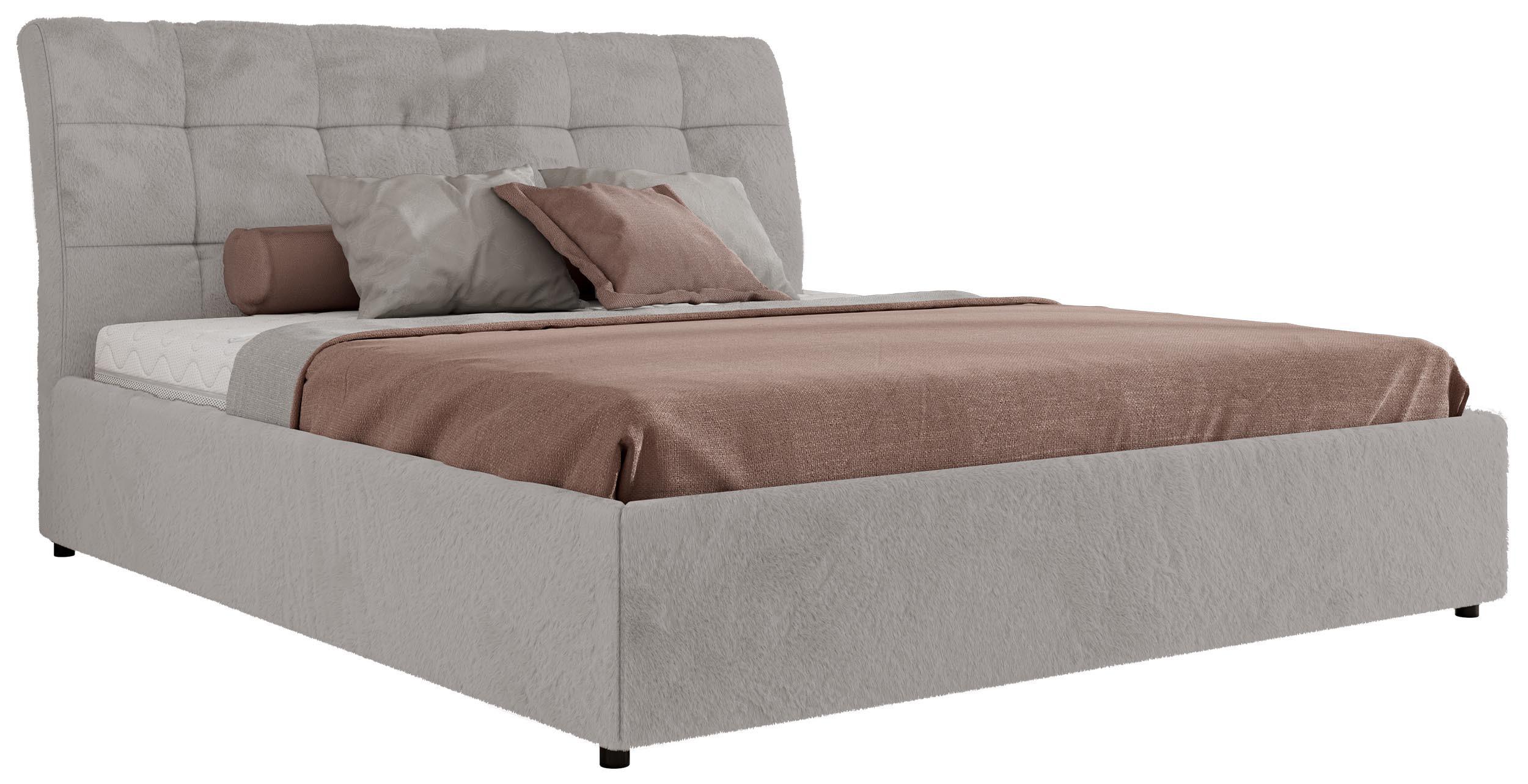 POLSTERBETT GALA CLASSIC 180/200 - Hellgrau Plüsch - Pocket-Matratze - Hellgrau, Textil (180/200cm) - MKS