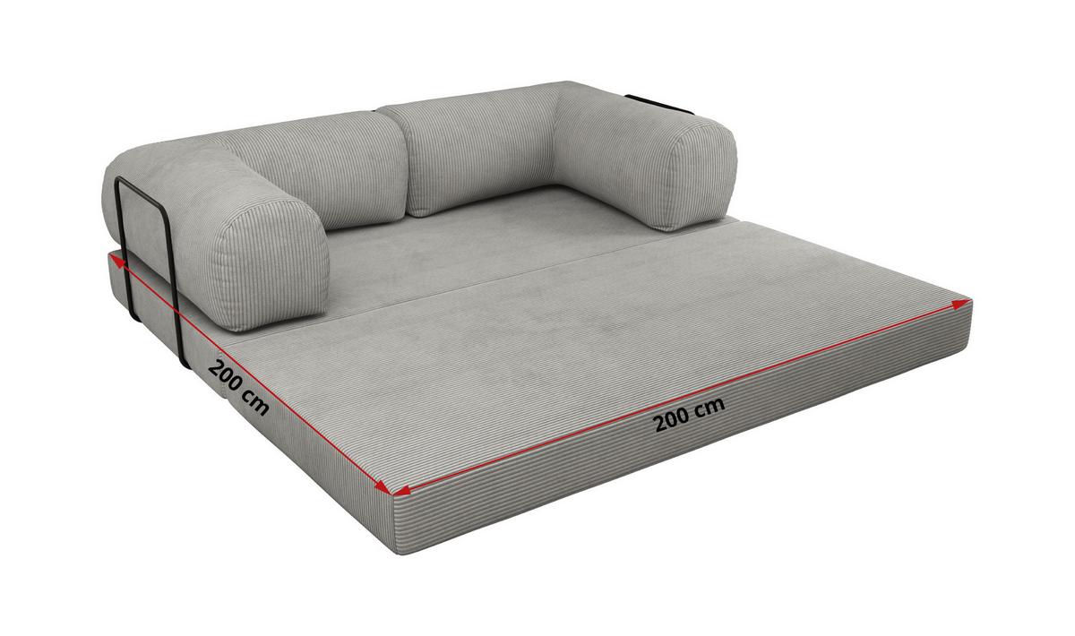 3-SITZER SOFA ORSETTO - Hellgrau Cord - Hellgrau/Schwarz, Textil/Metall (200/70/100cm) - MKS
