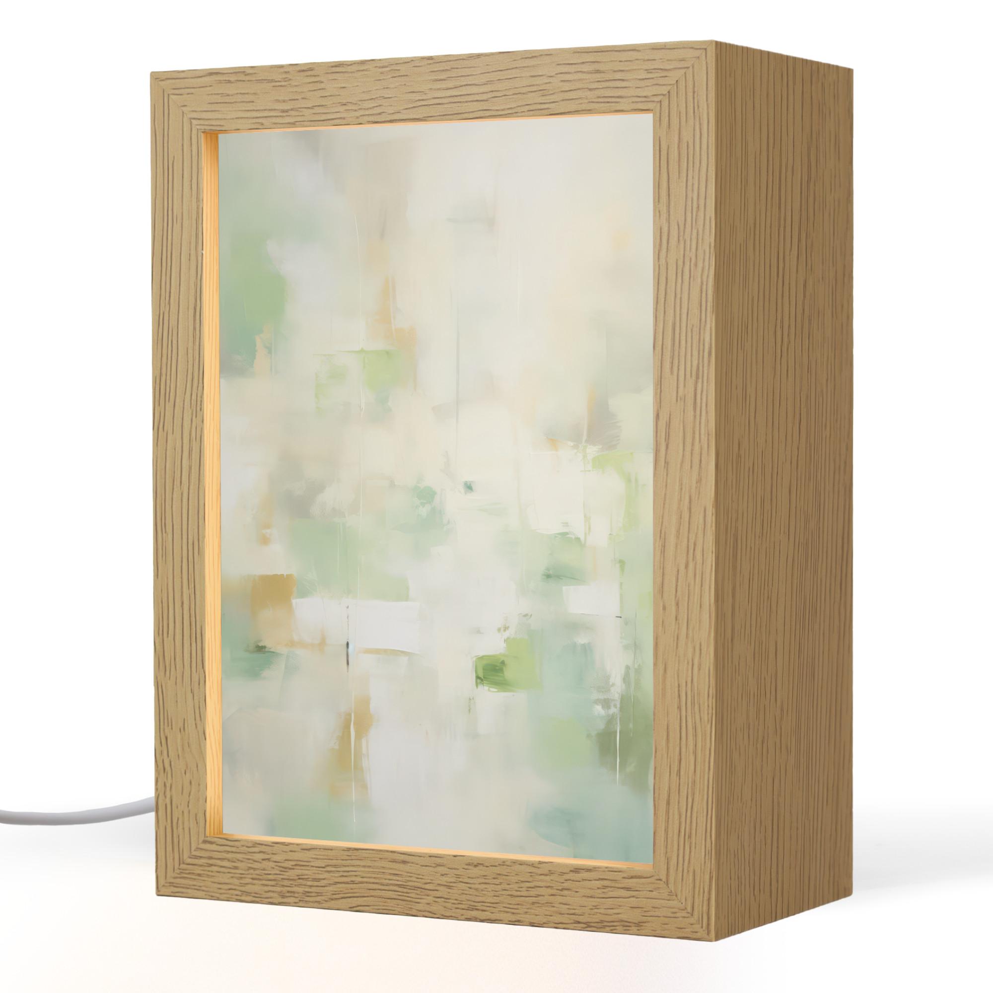 TISCHLEUCHTE Abstrakt - Kunst - Weiß - Grün - Modern 15x20 cm - Blau, Holzwerkstoff (8/15/20cm) - OnlyWow