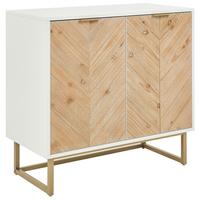 SIDEBOARD Weiß Alaska - Hellbraun/Goldfarben, Holzwerkstoff (80/80/40cm) - Beliani
