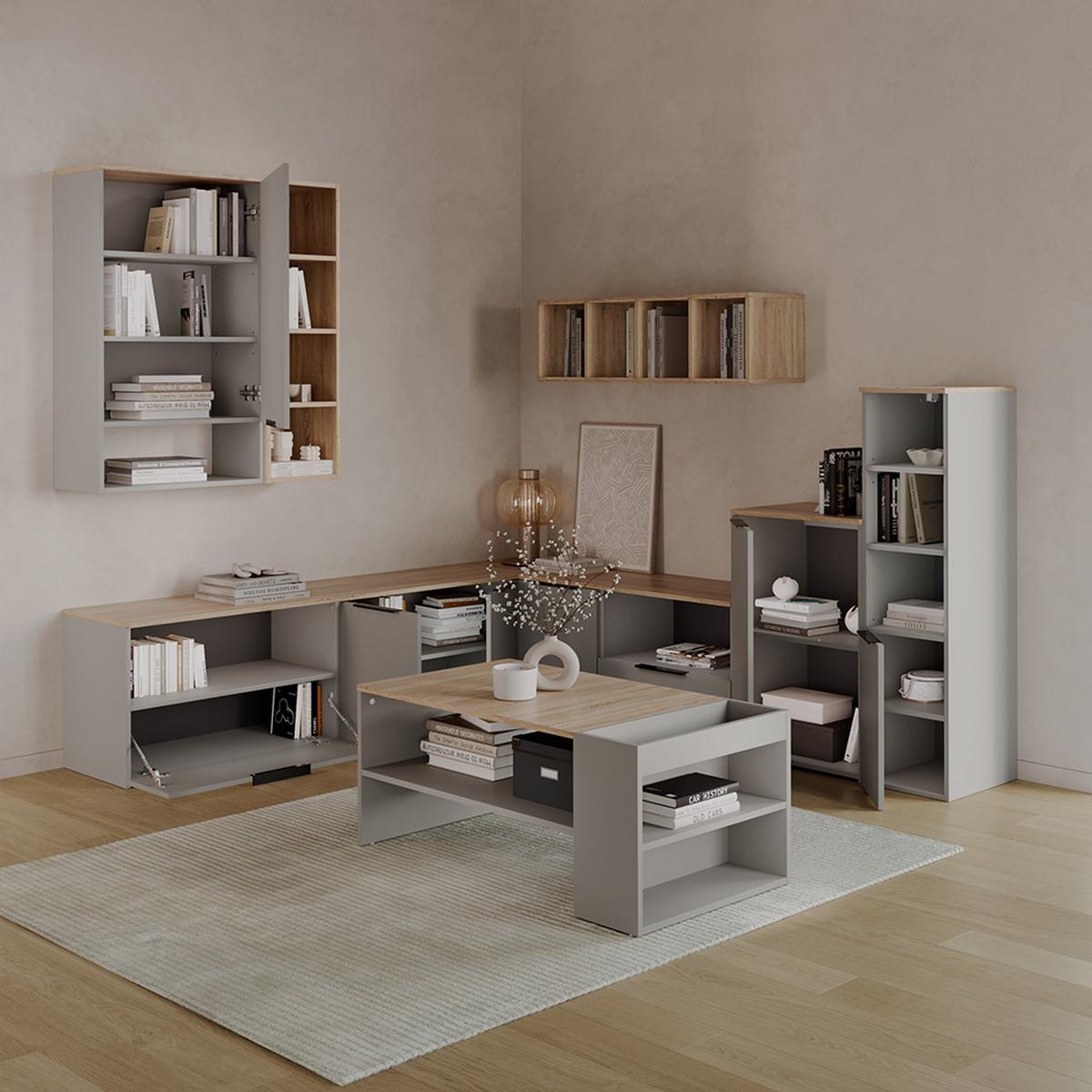 KOMMODE Piave Greige mit klappe - Greige, Holzwerkstoff (60/50/40cm) - Livinity®