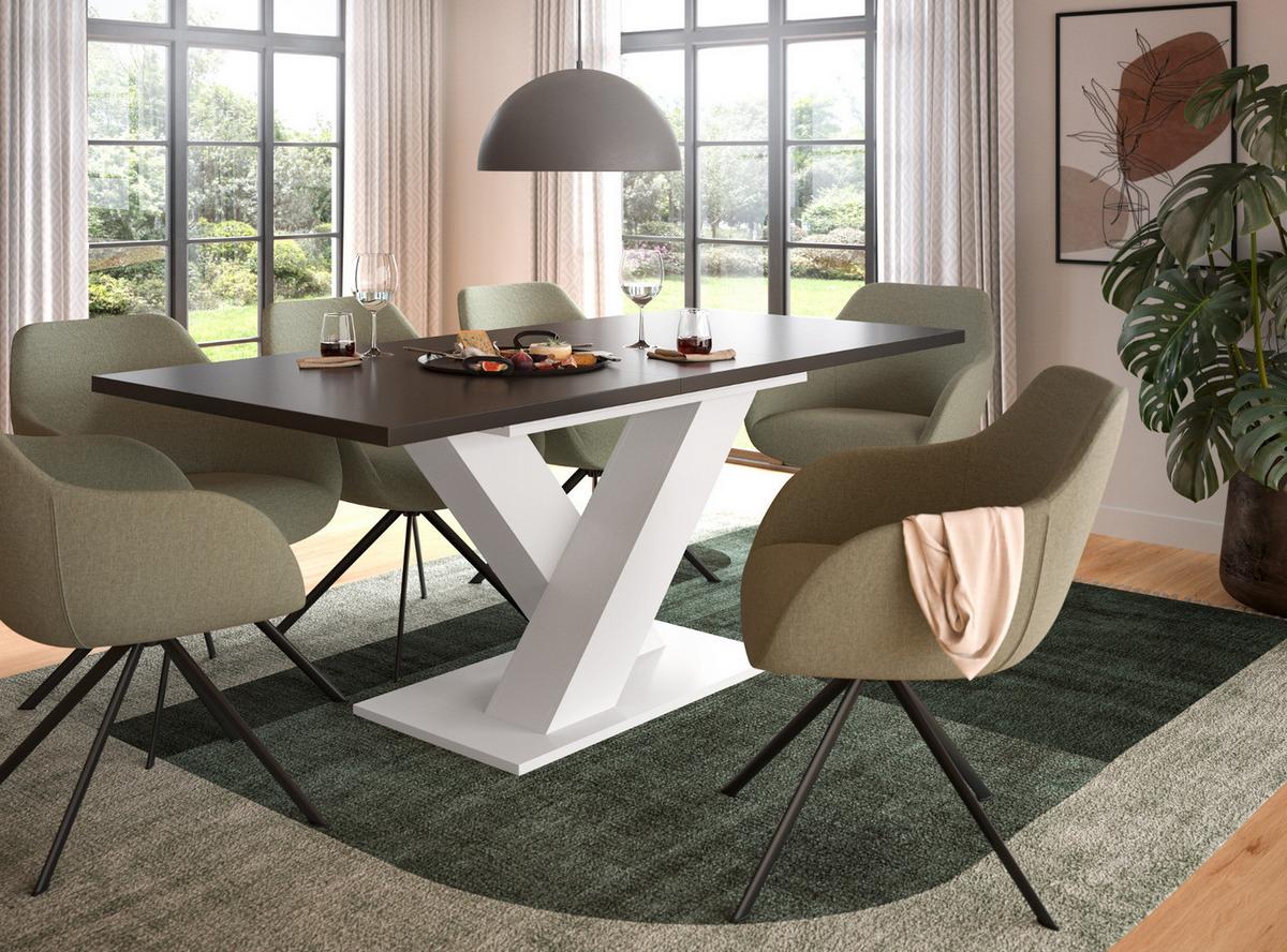 ESSTISCH weiß und grau, Küchentisch ausziehbar 150 - 190 cm - Weiß/Grau, Holzwerkstoff/Metall (150/90/76cm) - Inn.Furn