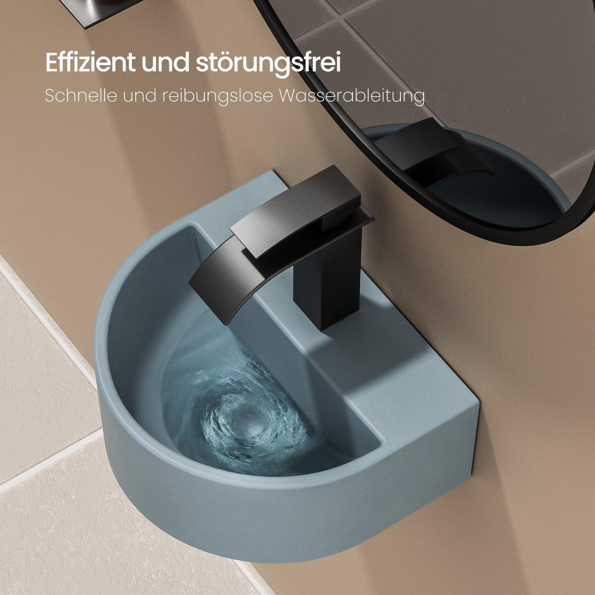 WASCHBECKEN U-förmig Wandmontage Matt Hellgrau-Blau 30,3 / 25,5 / 12 cm - Blau, Keramik (30.3/12/25.5cm) - EMKE