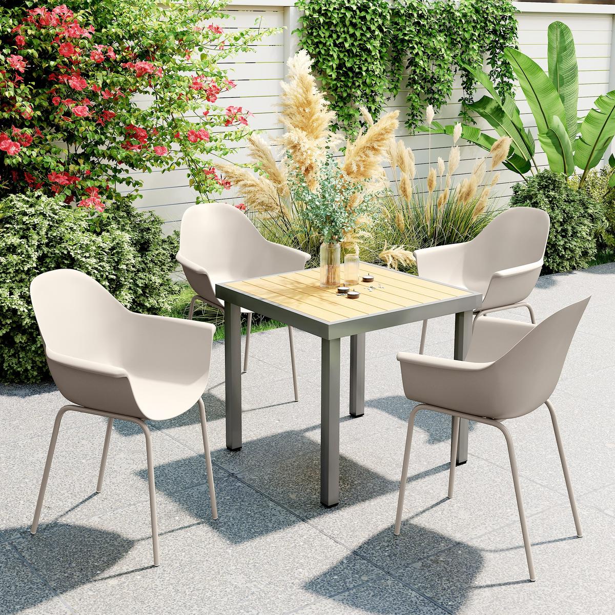 GARTENSTUHL, Stahl, Kunststoff, Grau - Grau, Metall (55/84/59cm) - Outsunny