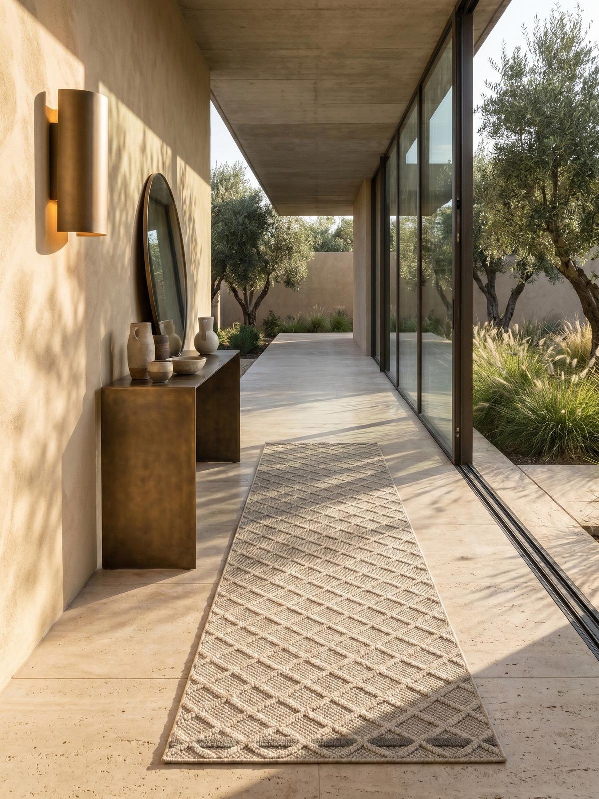 TEPPICH Outdoor IMST in Beige, mit Rautenmuster, 80 x 250 cm - Beige, Textil (80/250cm) - KADIMA DESIGN