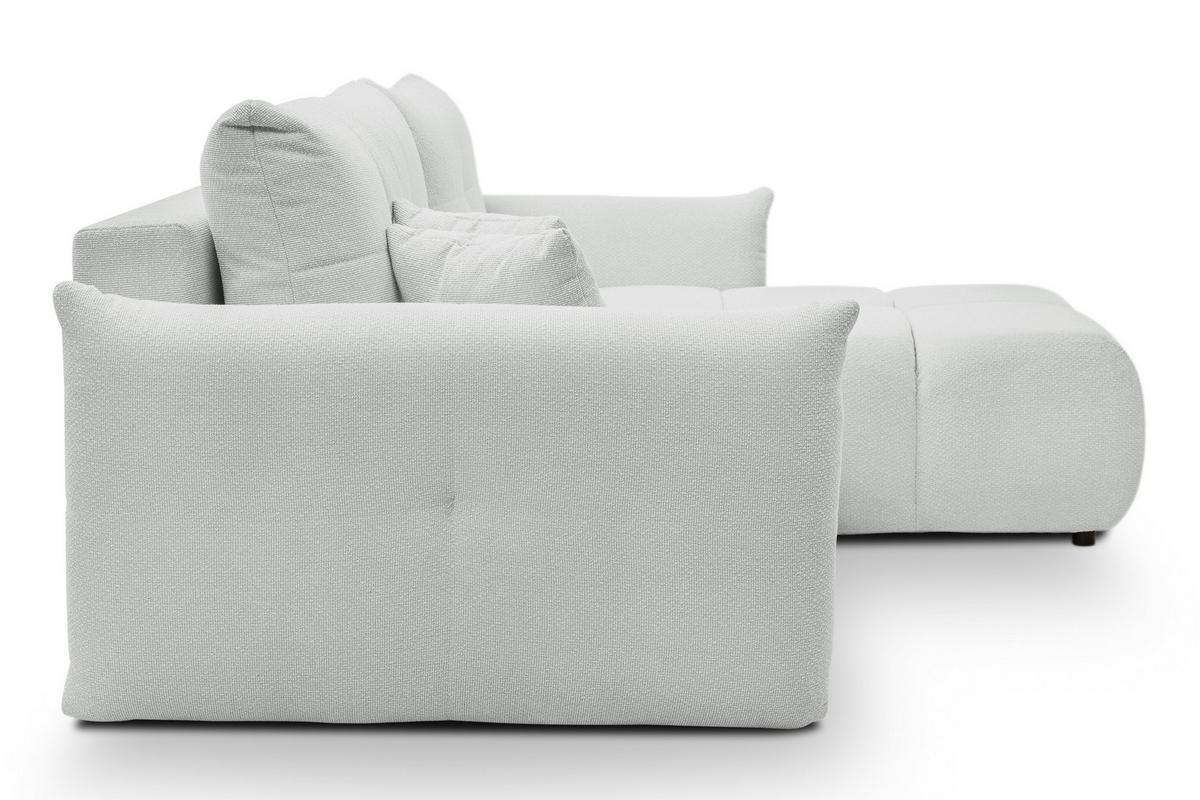 ECKSOFA MODA E Hellgrau Geflochtener Stoff mit Schlaffunktion - Hellgrau, Holz (257/177cm) - MASSENO