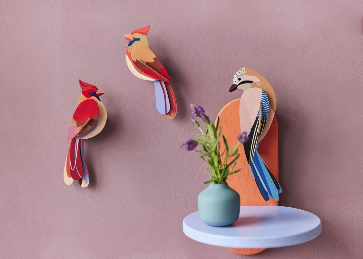 WANDDEKO Kardinal 4.5/5.5 cm - Multicolor, Wellpappe (4.5/5.5/17cm) - Studio Roof