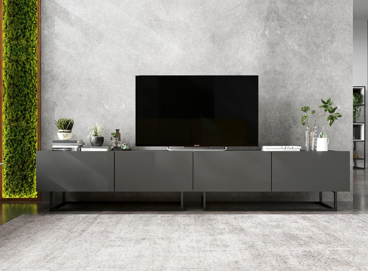 TV-SCHRANK Enjoy Grau matt mit Metallrahmen 120 cm - Schwarz/Grau, Holzwerkstoff/Metall (120/46/35cm) - Meble Lindner
