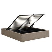 BETT mit Bettkasten 160 x 200 cm aus meliertem Stoff 170/36,50/214 cm - Braun, Holz (200/160cm) - Calicosy