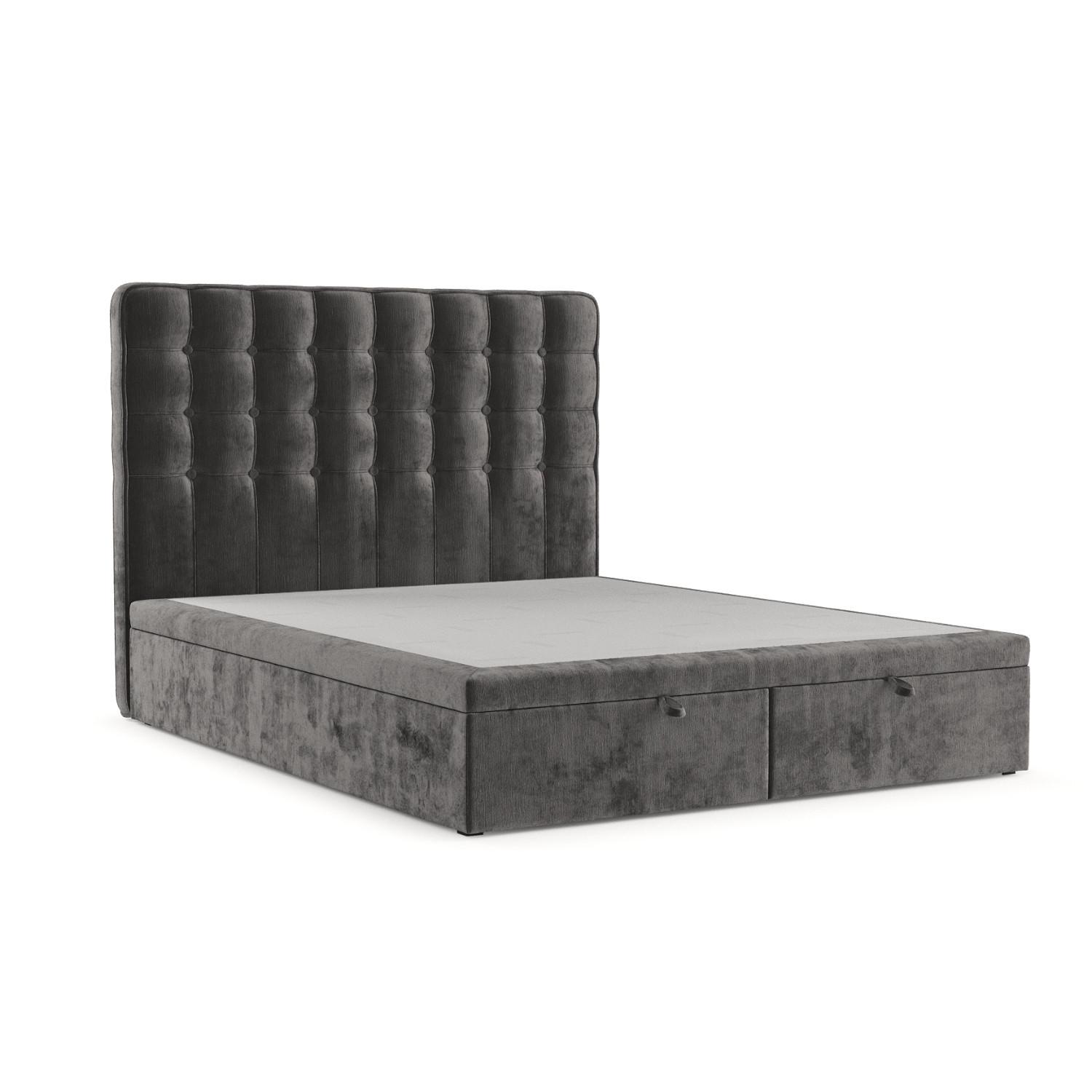 POLSTERBETT Celestia mit Stauraum 180/200 cm Stahl im Lotta Stoff - Graphitfarben/Schwarz, Holz/Holzwerkstoff (180/200cm) - AltaBeds