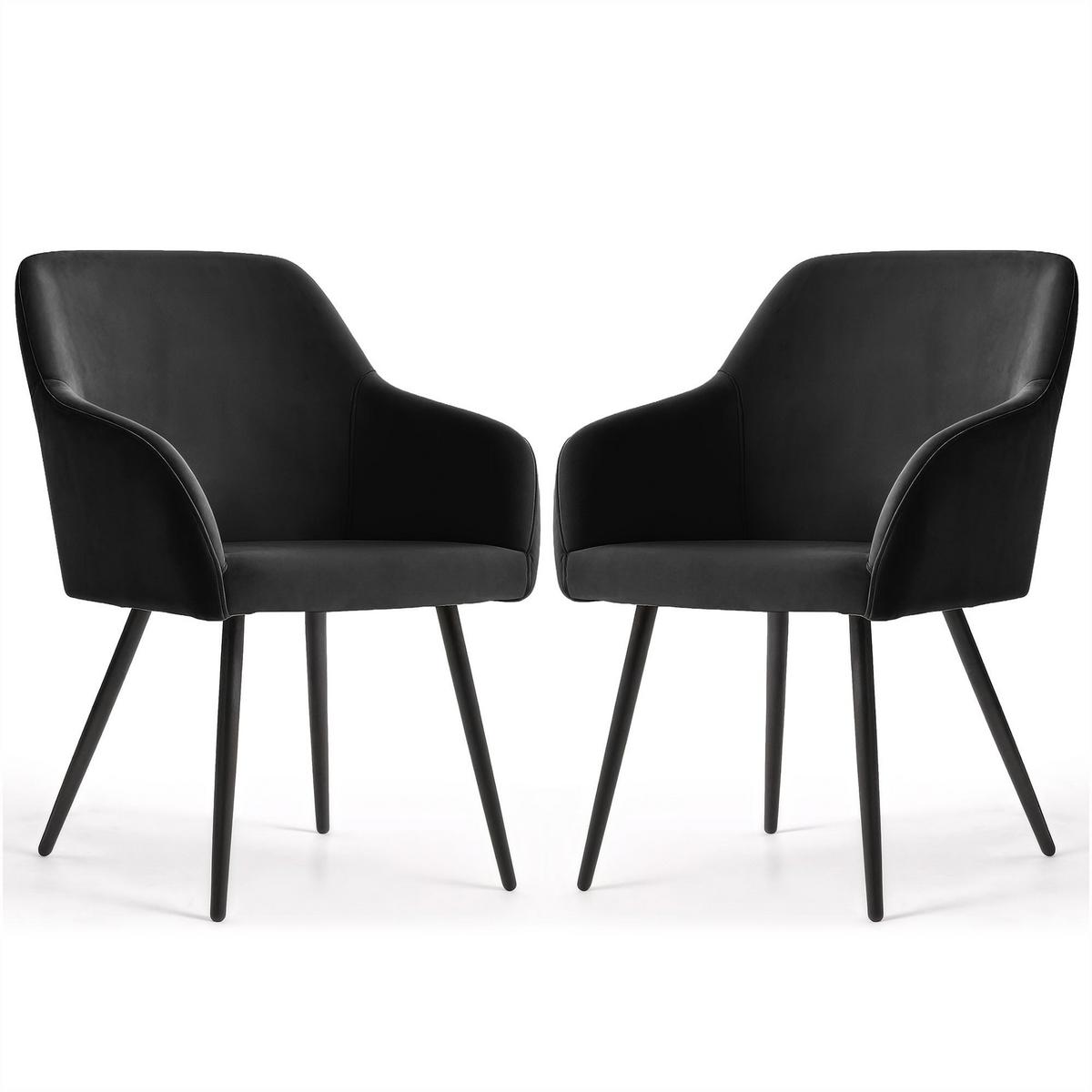 POLSTERSTUHL 2er Set, Metallbeine Schwarz, Schwarz 54,5/83/58 - Schwarz, Textil (55/83/51cm) - RAUMHIRSCH FURNITURE