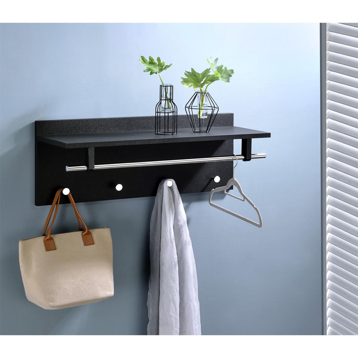 WANDGARDEROBE ULF schwarz - Schwarz, Holzwerkstoff (75/30/26cm) - IDIMEX