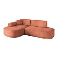 ECKSOFA Ottomane Links MARI-L1-v3 - 243x171x83 cm Koralle Velours - Koralle/Schwarz, Holzwerkstoff/Kunststoff (243/171cm) - ALTDECOR