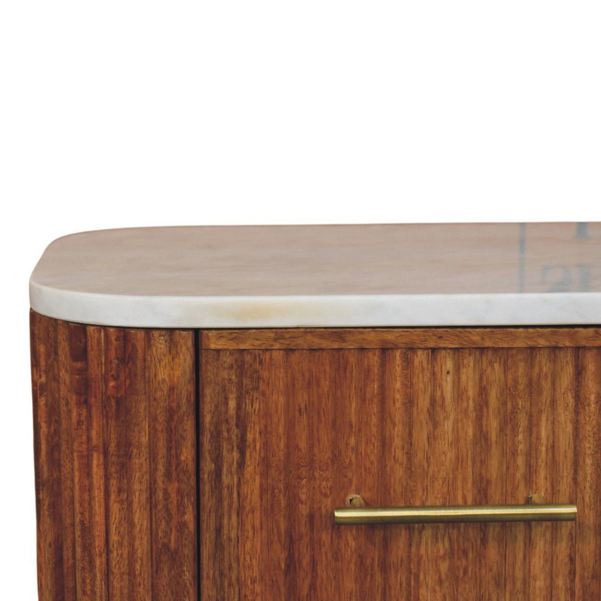NACHTTISCH mit Golden-Teak-Finish, 2 Schubladen, Marmorplatte oben, braun. - Braun, Holz (45/49/35cm) - Artisan Furniture