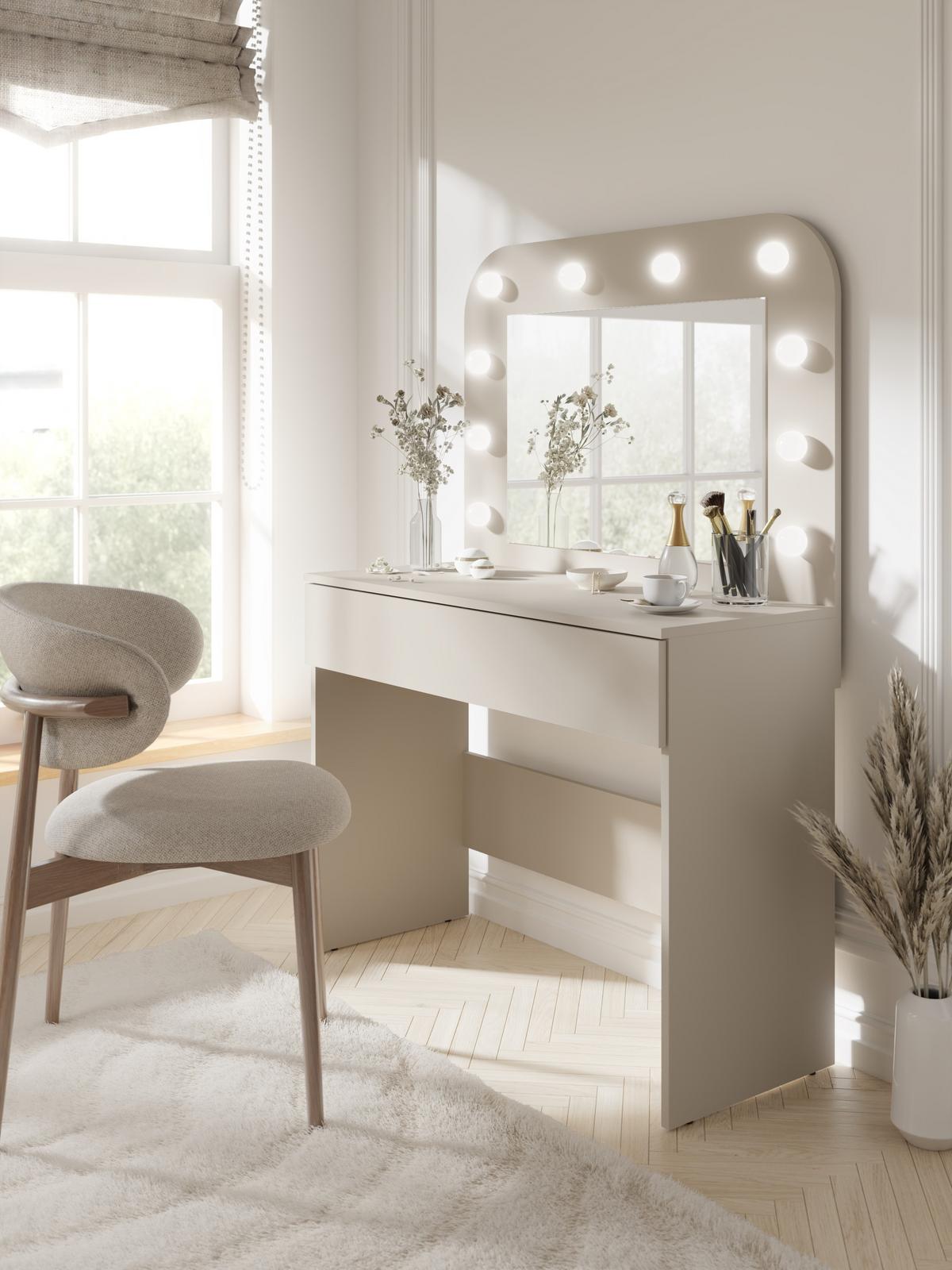 SCHMINKTISCH Cashmere Beige 101/143/43 - Kaschmir, Holzwerkstoff (101/143/43cm) - RAUMHIRSCH FURNITURE