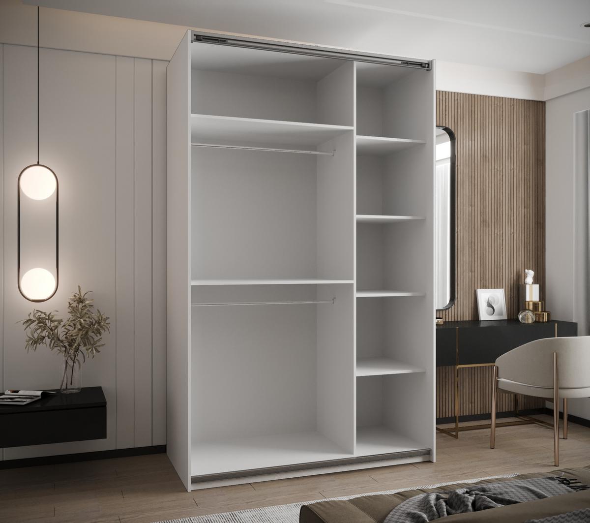 SCHWEBETÜRENSCHRANK 245,5/150/64 2-türig - Schwarz/Weiß, Holz/Metall (150/245/64cm) - Abiks Möbel