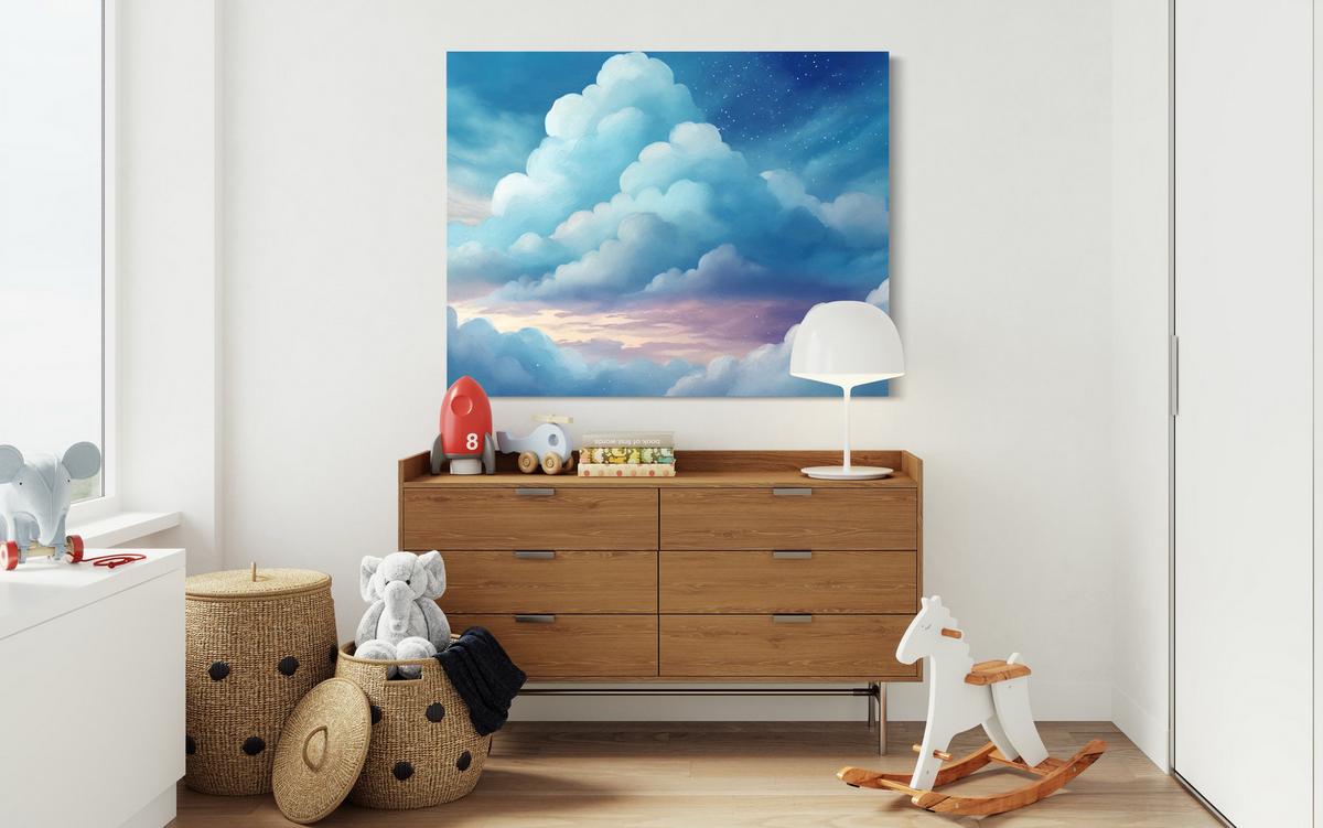 WANDBILD blaue wolken - Blau, Textil (60/40cm) - Feeby