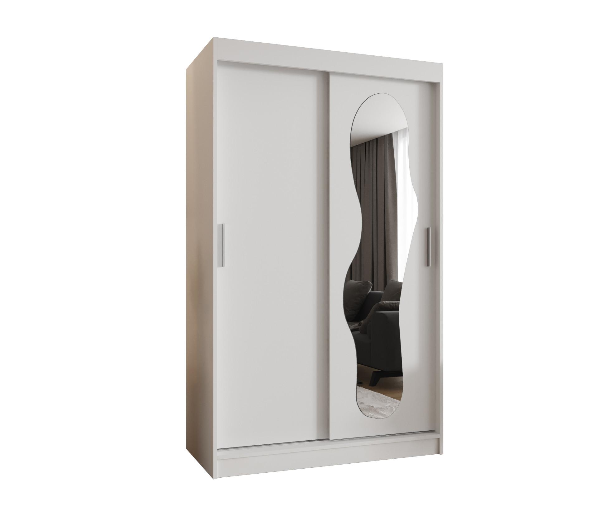 SCHIEBETÜRENSCHRANK mit Spiegel ULTRA 200/120/62 2-türig - Silberfarben/Weiß, Holz (120/200/62cm) - MÖBEL KRYSPOL