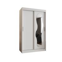 SCHIEBETÜRENSCHRANK mit Spiegel ULTRA 200/120/62 2-türig - Silberfarben/Weiß, Holz (120/200/62cm) - MÖBEL KRYSPOL