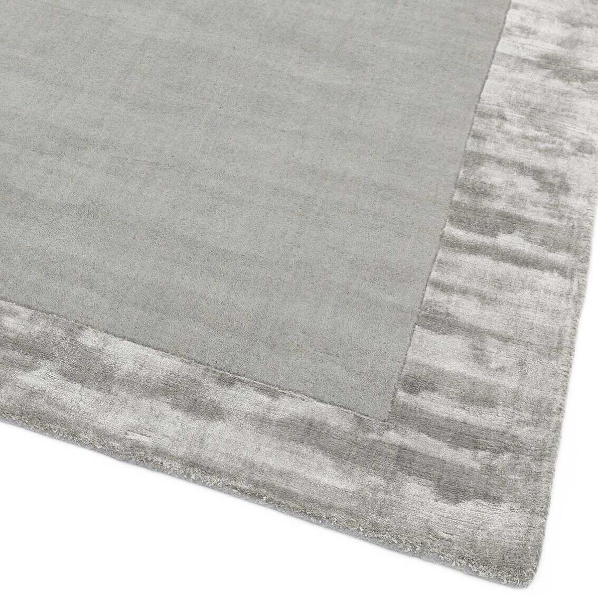 WOLLTEPPICH handgewebt TYNE, mit Bordüre, Silber, 120 x 170 cm - Silberfarben, Textil (120/170cm) - KADIMA DESIGN
