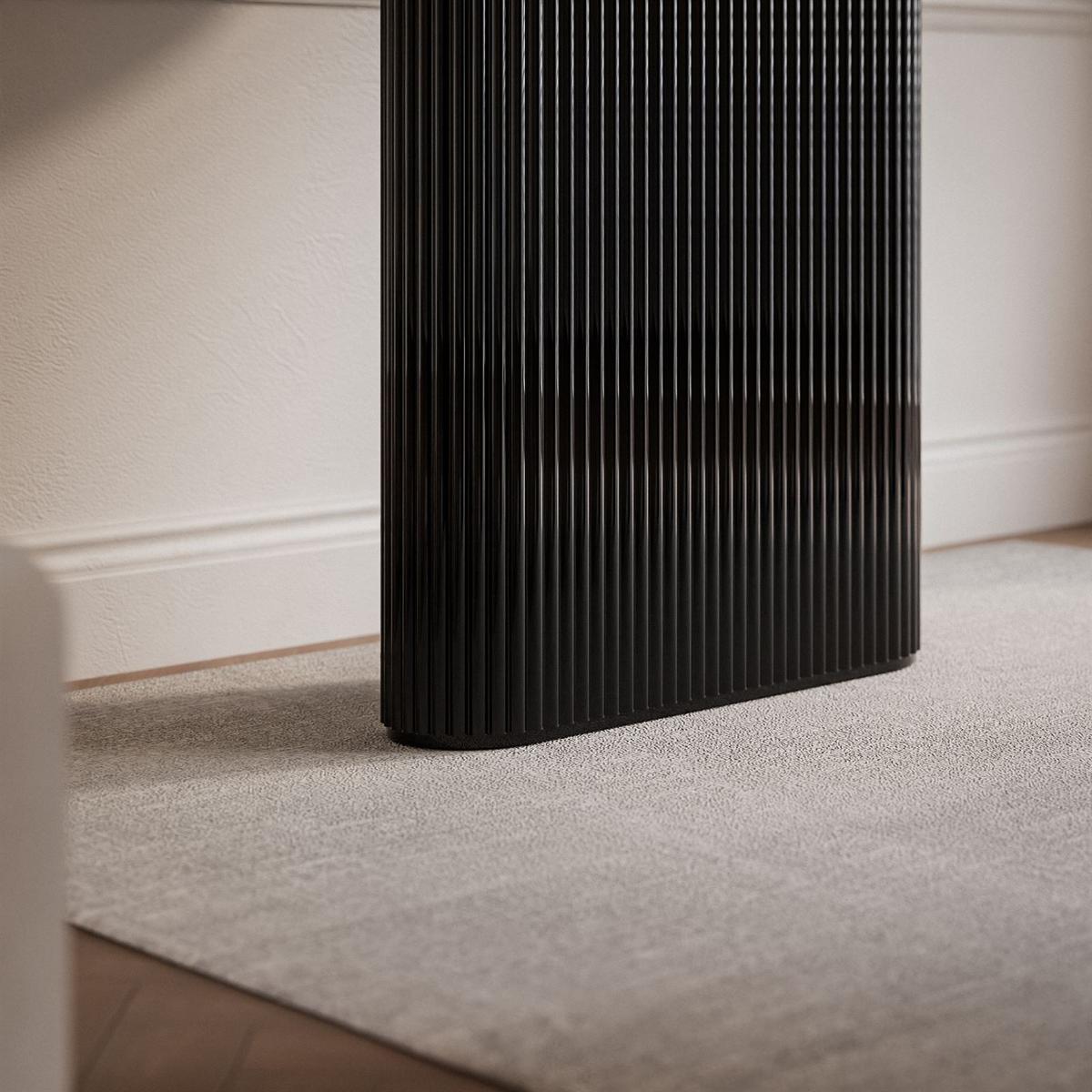 ESSTISCH OVI mit geriffelter Tischbasis Schwarz - Schwarz, Holzwerkstoff (90/180/75cm) - Lookway