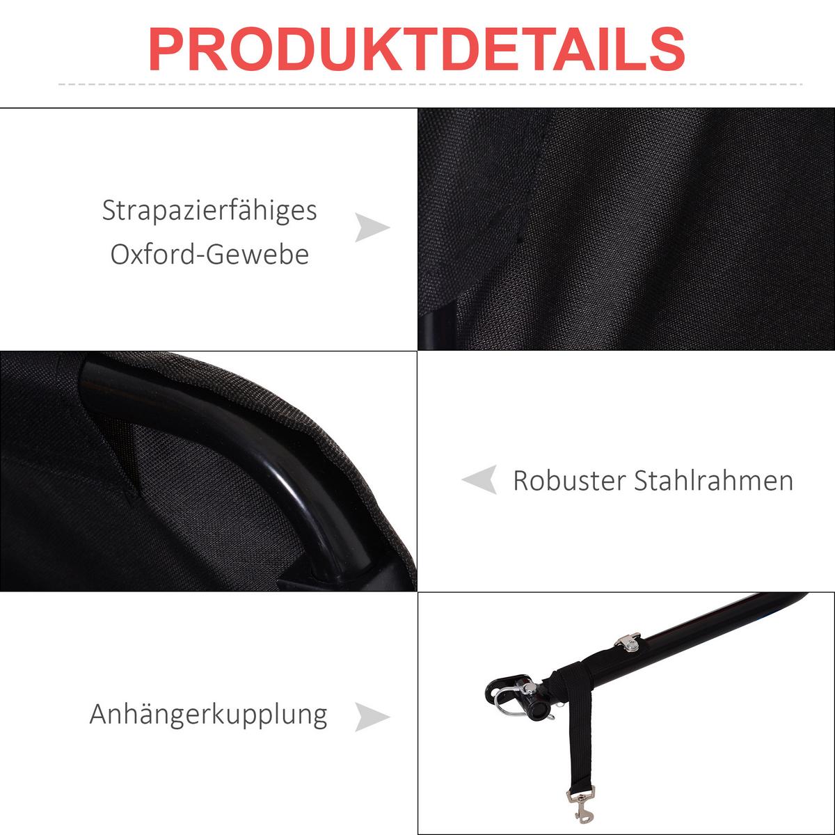 FAHRRADANHÄNGER, Stahl, Rot/Schwarz, 130L x 77B x 65H cm - Rot, Metall (77/65/130cm) - HOMCOM
