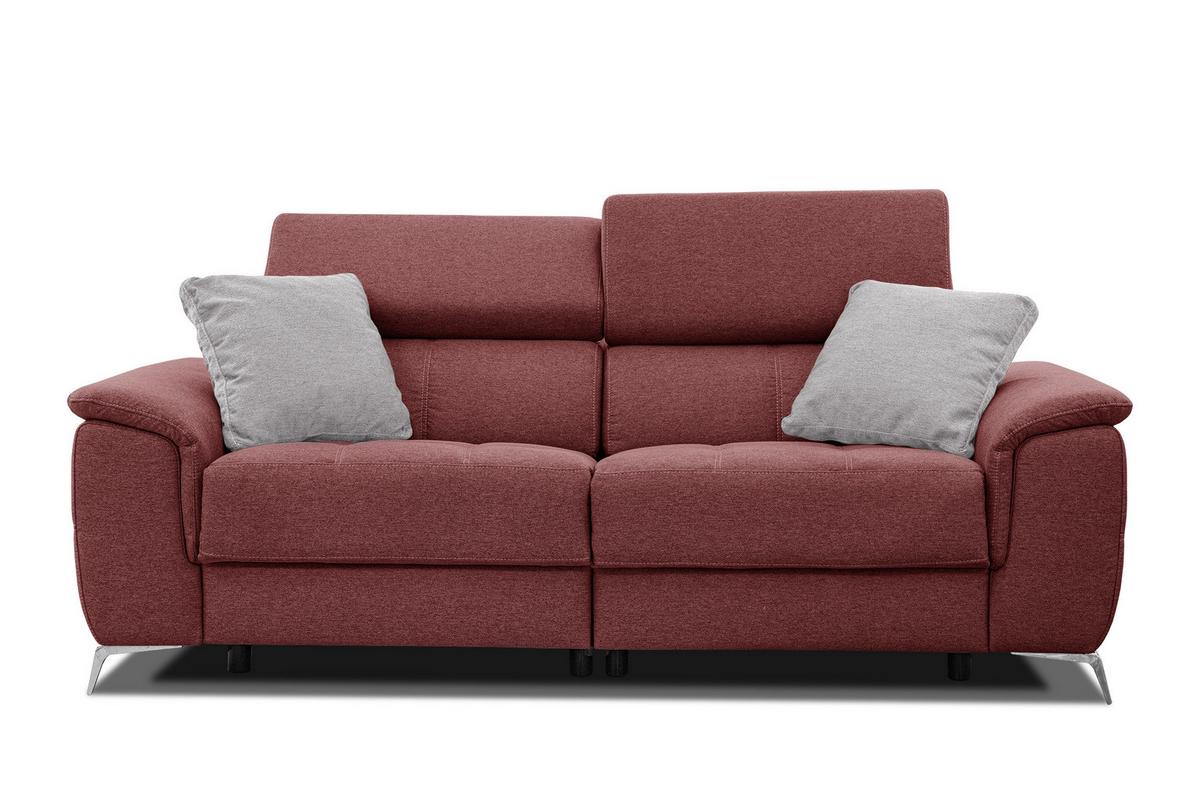 SOFA PLAUEN 3-Sitzer mit 2 Relaxfunktionen, bordeaux - Bordeaux/Silberfarben, Holzwerkstoff/Textil (214/83/105cm) - Wozimo