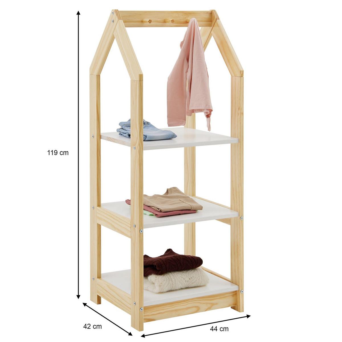 KINDERREGAL SALLY - Naturfarben/Weiß, Holz (44/118/42cm) - IDIMEX